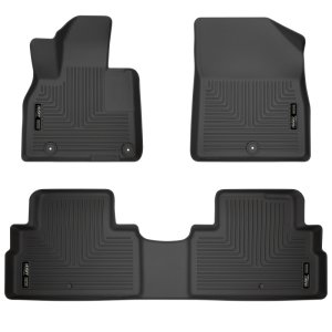 Kia Telluride Floor Liners - Front + Rear - Husky Liners - WeatherBeater - Black - 2020 Kia Telluride Floor Liners - Front + Rear - Husky Liners - WeatherBeater - Black - 2020